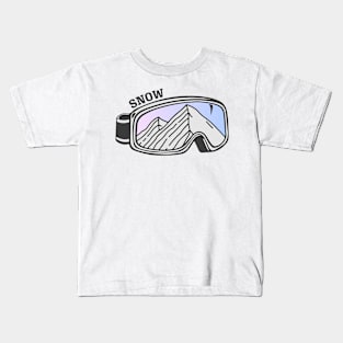 Sunset Mountain Ski Goggles | Snow Kids T-Shirt